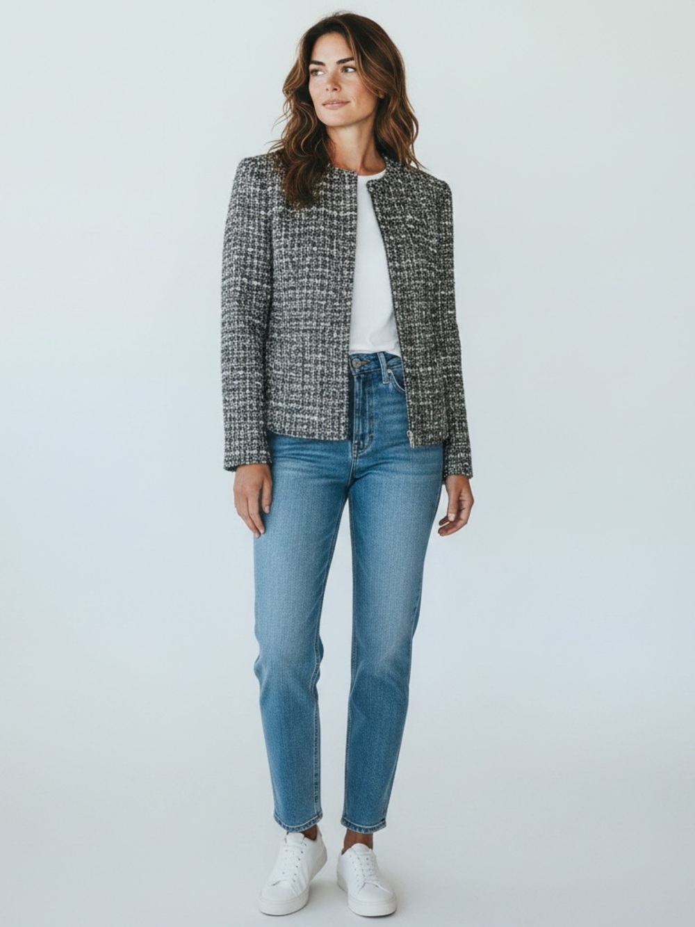 Vintage Louben Black & White Tweed Blazer Jacket